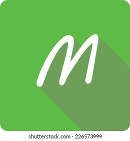 Green Long Shadow Icon of the Letter M