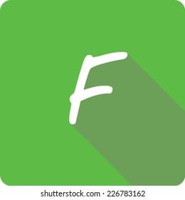 Green Long Shadow Icon of the Letter F