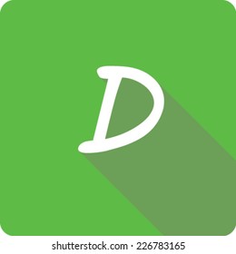 Green Long Shadow Icon of the Letter D