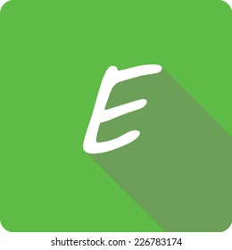 Green Long Shadow Icon of the Letter E