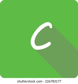Green Long Shadow Icon of the Letter C