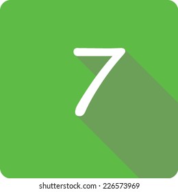 Green Long Shadow Icon of the Number 7
