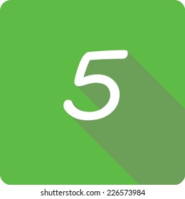 Green Long Shadow Icon of the Number 5