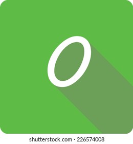 Green Long Shadow Icon of the Number 0