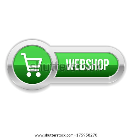 Green long shop button with metallic border