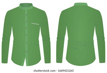 Green long sleeve collared shirt. vector illustration