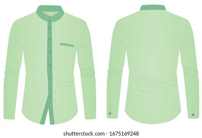 Green long sleeve collared shirt. vector illustration