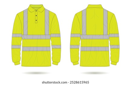 Grün langarm hi vis shirt mokup