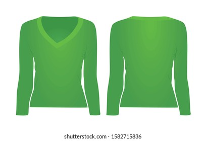 Green long sleeve top. vector illustration