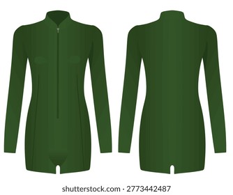 Green long sleeves jumpsuit. vector illustration	
