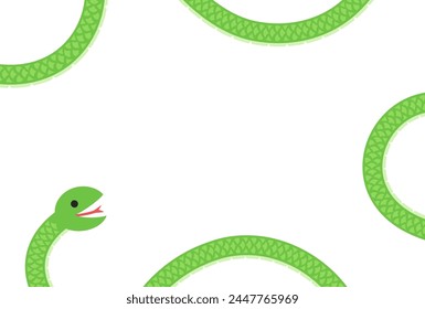 Green long snake frame illustration