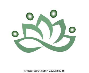 Green lotus flower logo on a white background. Lotus flower logo, Lotus flower icon on white background
