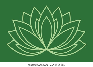 Green lotus flower outline with transparent background for designs