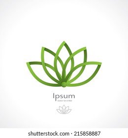 green lotus symbol in the style of origami. template logo design. vector eps10