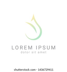 green lotus vector logo design template, curve line flower icon, floral abstract sign, vector illustration