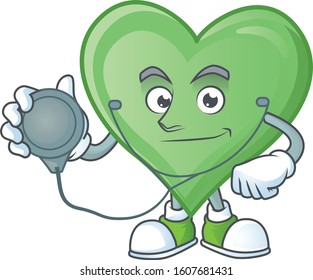 Green love cartoon character style in a Doctor costume with tools