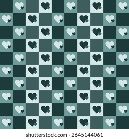 Green Love Checkered Pattern. Perfect for art and crafts, digital paper, fabric printing, textile printing, packaging, scrapbooking, gift wrap, background and more.
