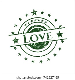 Green Love distress rubber grunge texture seal