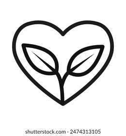 Green Love Icon Ideal for Environmental and Nature Themes