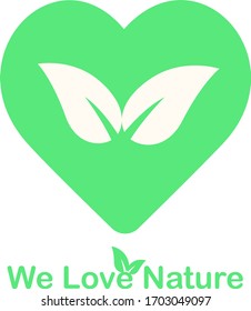 green love with leaf icon in the middle