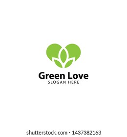 Green Love Logo Design Vector