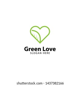 Green Love Logo Outline Monoline