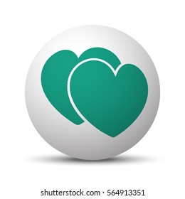 Green Love Sign icon on white sphere