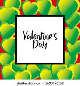 Green Love Square Valentines Day Background