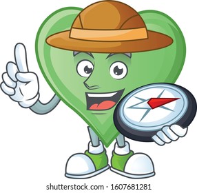 Green love stylized Explorer having a compass