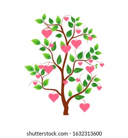 Green and love tree with white background, vector illustration