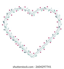 Green Love Wreath Border Frame With Pink And Green Leaves Decoration