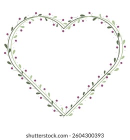Green Love Wreath Border Frame With Purple And Green Leaves Decoration