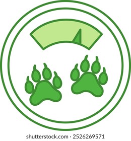 Green Low Calories Label. Vector Icon. Pet Weight Loss. Cat's Food Properties. Food Packaging Sticker