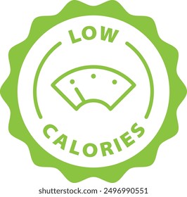 green low calories outline icon round rounded circle badge stamp label isolated on transparent background