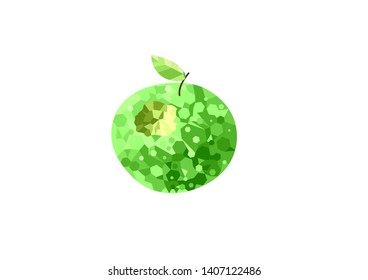 
green low poly apple on white background
