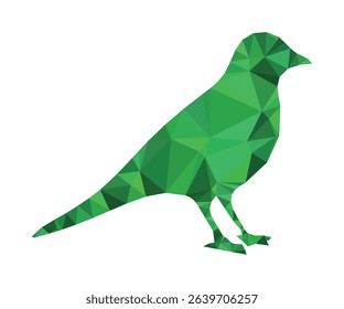 Green low poly bird silhouette on white background suitable for design or illustration.