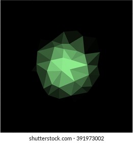 Green low poly on black background - Vector illustration