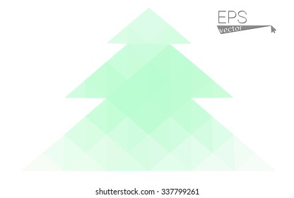 Green low polygon style christmas tree vector illustration consisting of triangles . Abstract triangular polygonal origami or crystal design of New Years celebration. Isolated on white background.