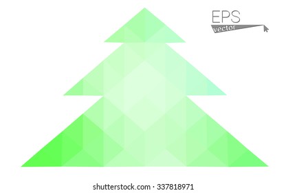 Green low polygon style christmas tree vector illustration consisting of triangles . Abstract triangular polygonal origami or crystal design of New Years celebration. Isolated on white background.