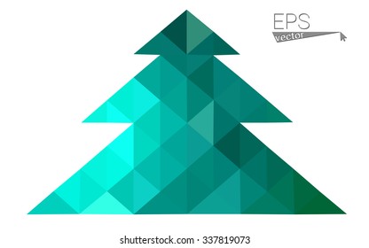 Green low polygon style christmas tree vector illustration consisting of triangles . Abstract triangular polygonal origami or crystal design of New Years celebration. Isolated on white background. Green low polygon style christmas tree vector illustration consisting of triangles . Abstract triangular polygonal origami or crystal design of New Years celebration. Isolated on white background.