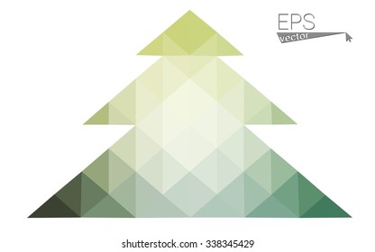 Green low polygon style christmas tree vector illustration consisting of triangles . Abstract triangular polygonal origami or crystal design of New Years celebration. Isolated on white background.