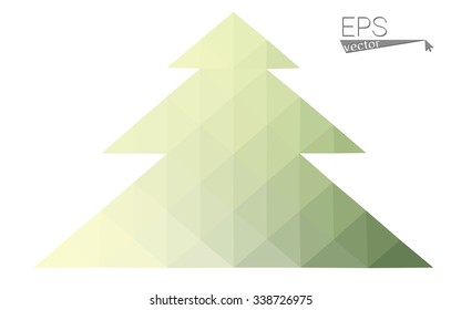 Green low polygon style christmas tree vector illustration consisting of triangles . Abstract triangular polygonal origami or crystal design of New Years celebration. Isolated on white background.