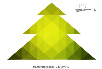 Green low polygon style christmas tree vector illustration consisting of triangles . Abstract triangular polygonal origami or crystal design of New Years celebration. Isolated on white background. Green low polygon style christmas tree vector illustration consisting of triangles . Abstract triangular polygonal origami or crystal design of New Years celebration. Isolated on white background.