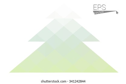 Green low polygon style christmas tree vector illustration consisting of triangles . Abstract triangular polygonal origami or crystal design of New Years celebration. Isolated on white background.