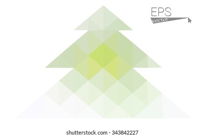 Green low polygon style christmas tree vector illustration consisting of triangles . Abstract triangular polygonal origami or crystal design of New Years celebration. Isolated on white background.