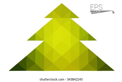 Green low polygon style christmas tree vector illustration consisting of triangles . Abstract triangular polygonal origami or crystal design of New Years celebration. Isolated on white background. Green low polygon style christmas tree vector illustration consisting of triangles . Abstract triangular polygonal origami or crystal design of New Years celebration. Isolated on white background.