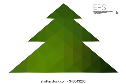 Green low polygon style christmas tree vector illustration consisting of triangles . Abstract triangular polygonal origami or crystal design of New Years celebration. Isolated on white background. Green low polygon style christmas tree vector illustration consisting of triangles . Abstract triangular polygonal origami or crystal design of New Years celebration. Isolated on white background.