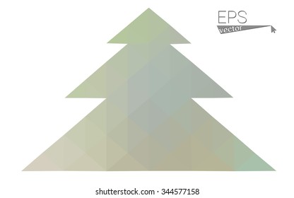 Green low polygon style christmas tree vector illustration consisting of triangles . Abstract triangular polygonal origami or crystal design of New Years celebration. Isolated on white background.