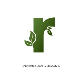 green lowercase letter r with leaves icon. creative eco logo. nature and environment vector design element
