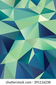 Green low-poly geometric background. Abstract design vector illustration.